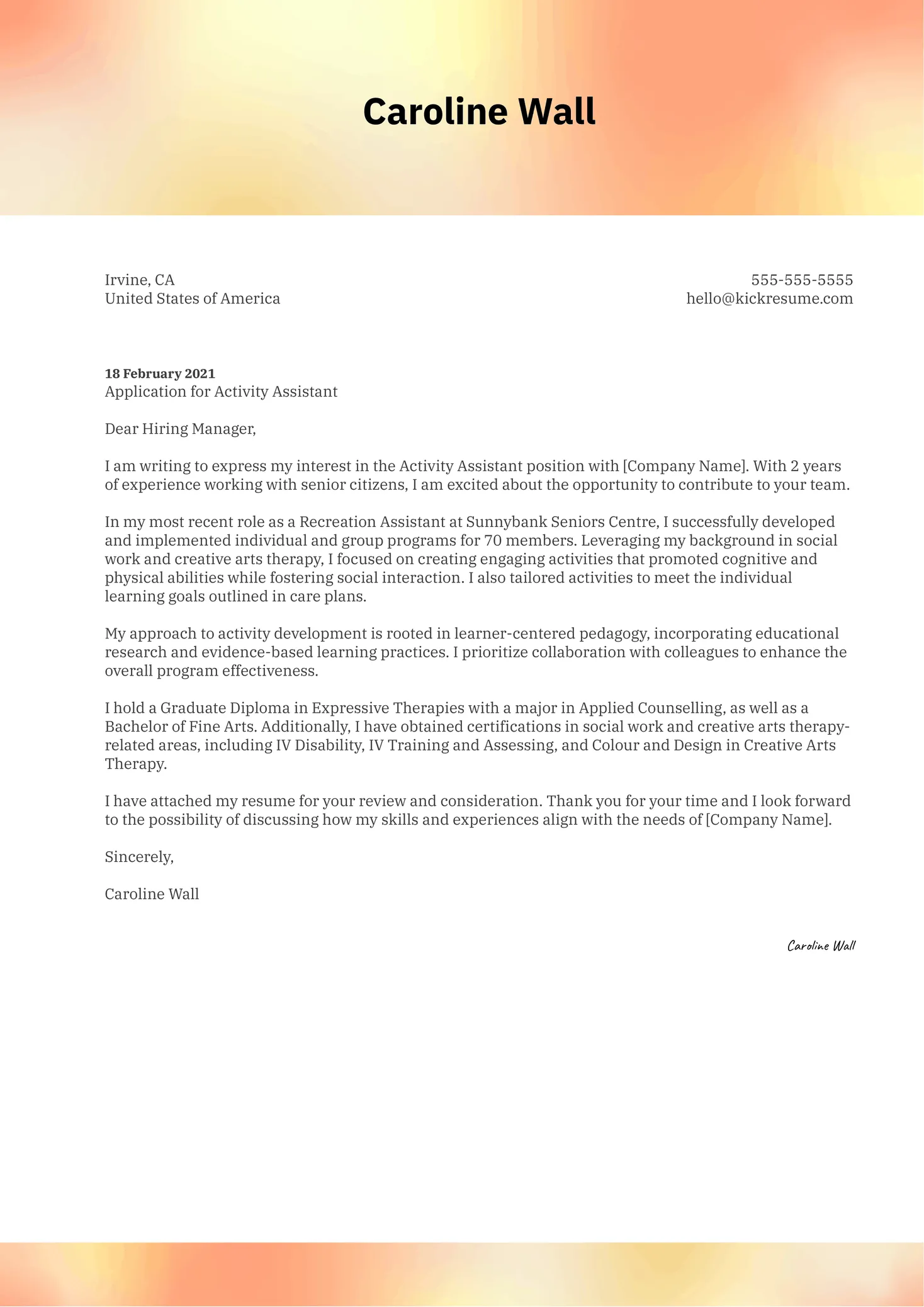 39535 formatting cover letter