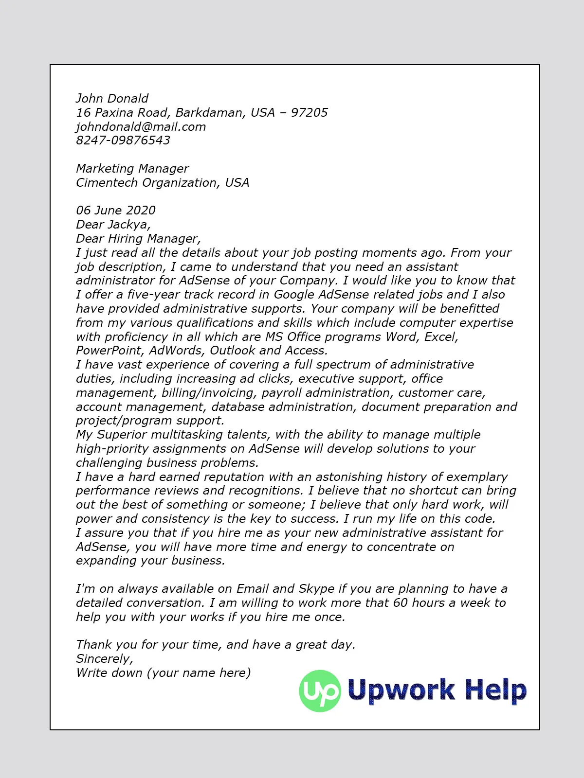 39557 upwork cover letter example 6