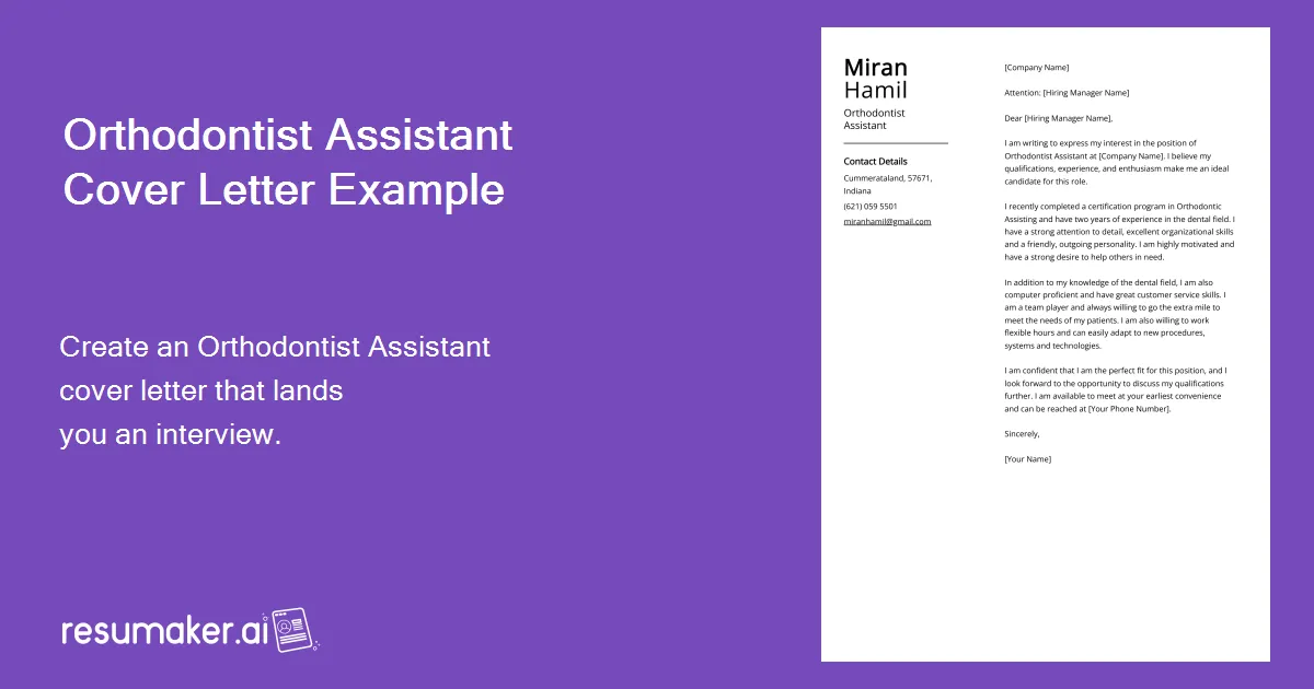 39562 orthodontist cover letter header