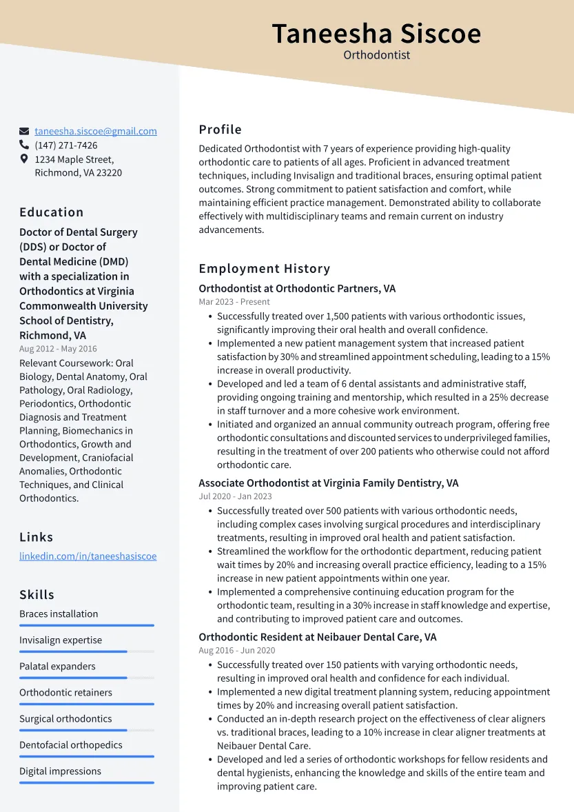 39562 orthodontist cover letter qualifications
