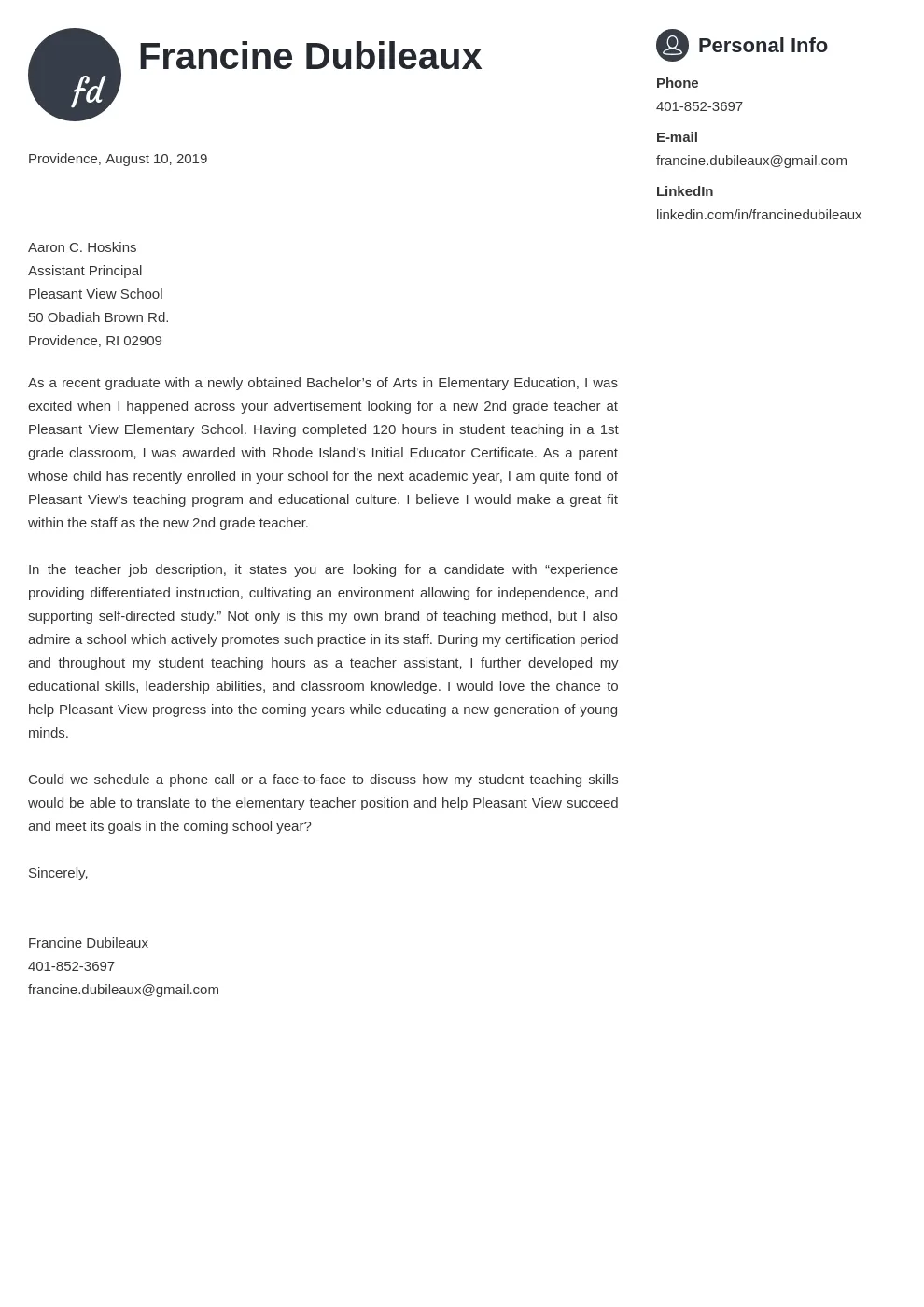 39569 teacher cover letter font