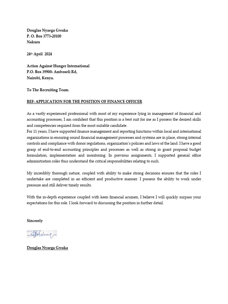 39579 finance officer cover letter example