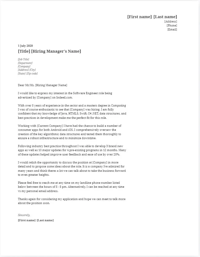 39583 body section cover letter