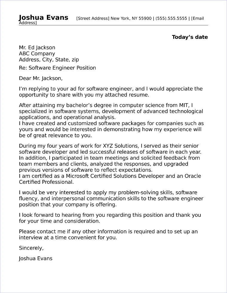 39583 cover letter software engineer