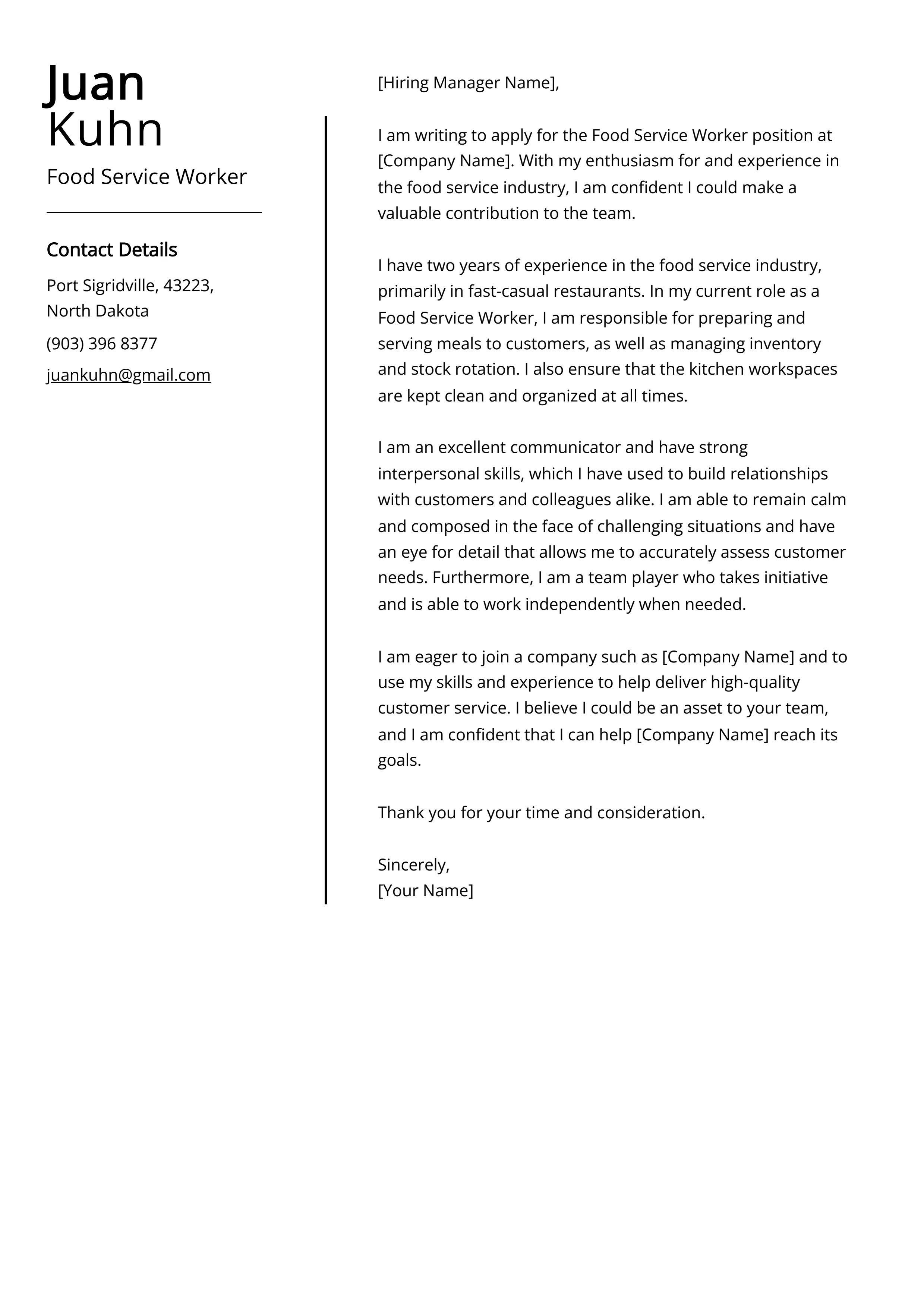 39599 food industry experience
