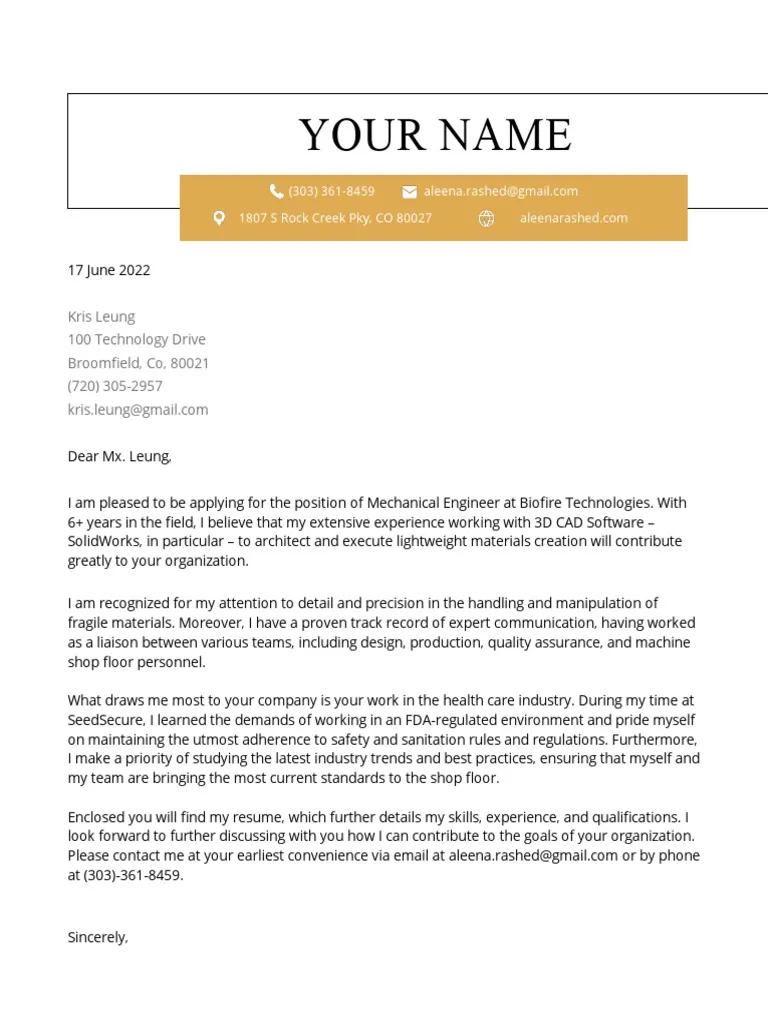 39611 cover letter formatting