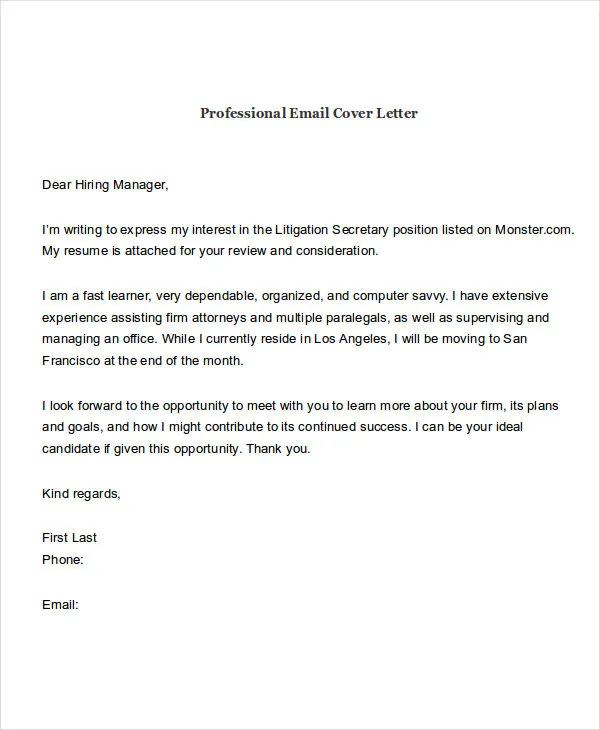 39637 email cover letter referral