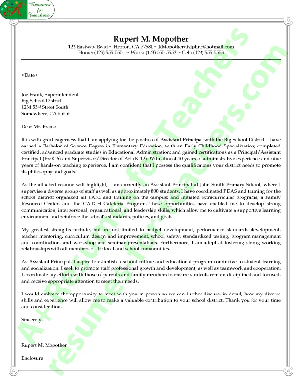 39639 principal cover letter formatting