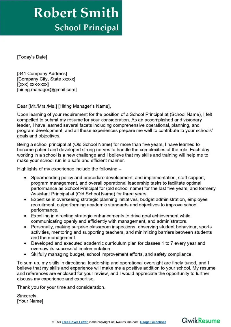 39639 principal cover letter writing