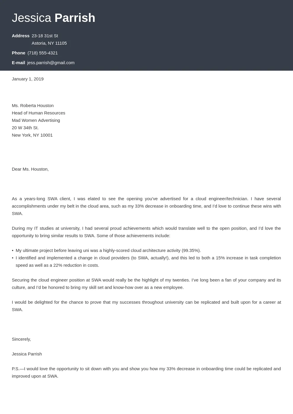 39650 cover letter intern transition