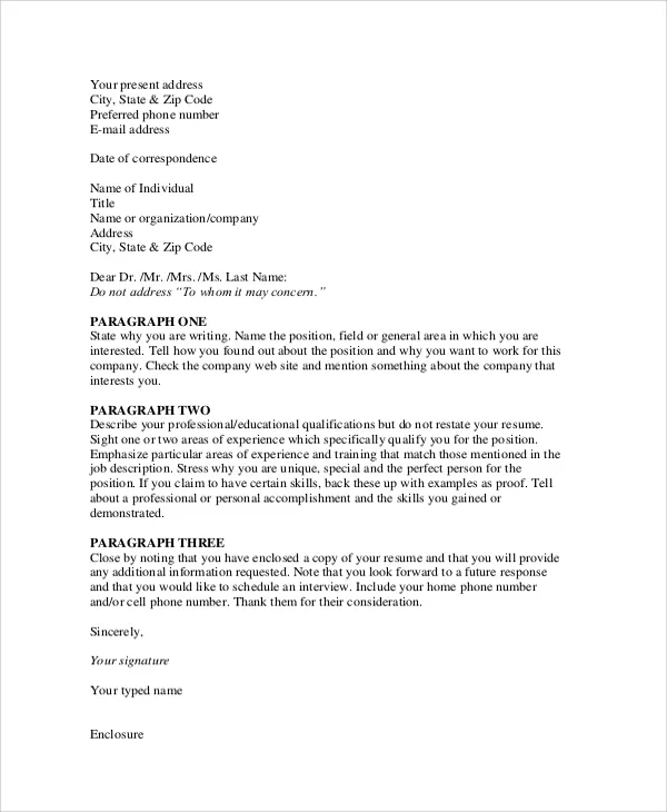 39670 components of cover letter