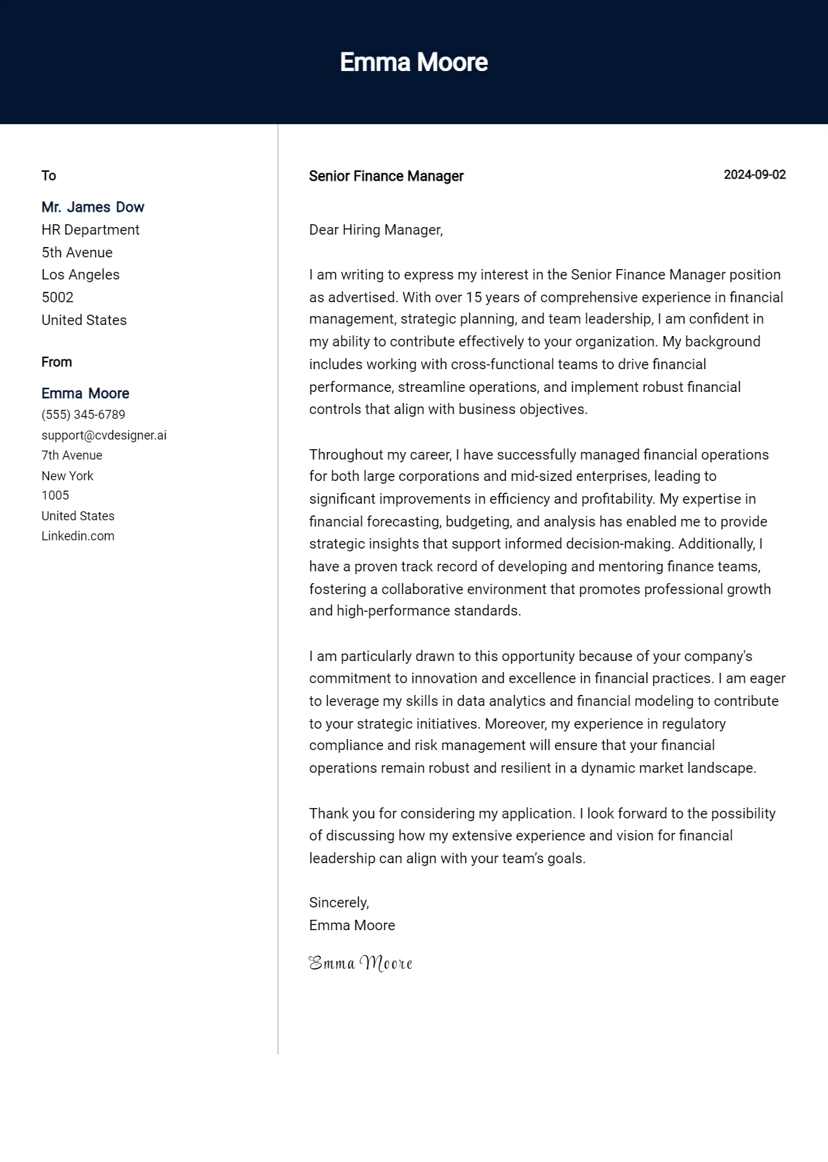 39672 finance manager cover letter submission