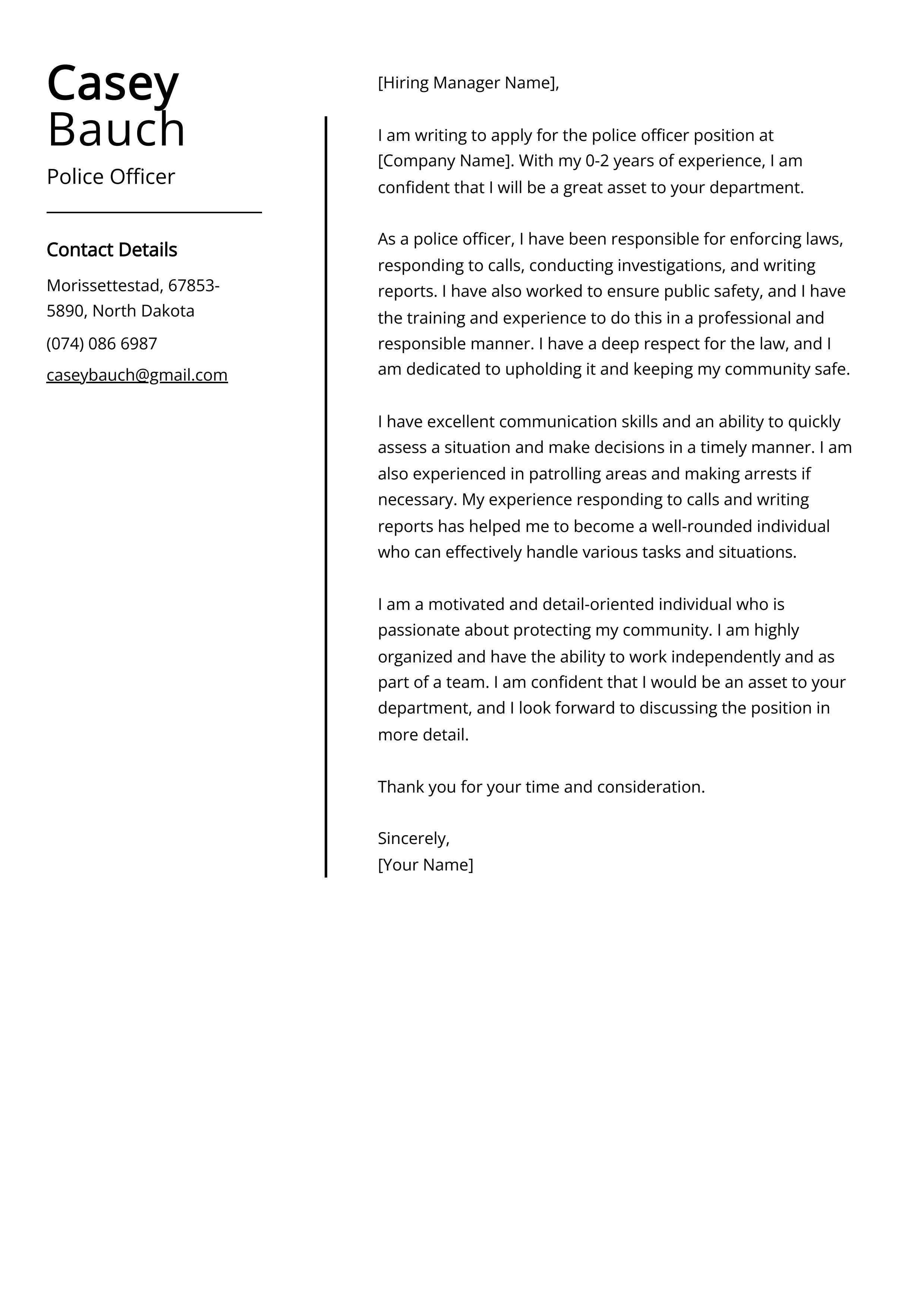 39678 police officer cover letter achievements