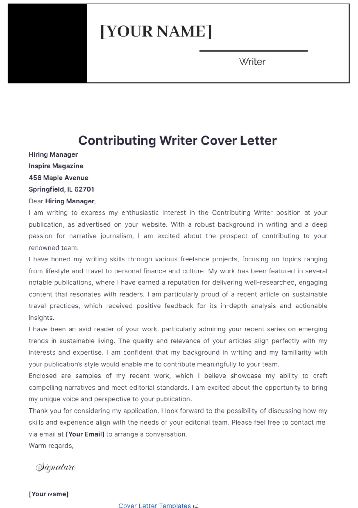 39694 cover letter structure