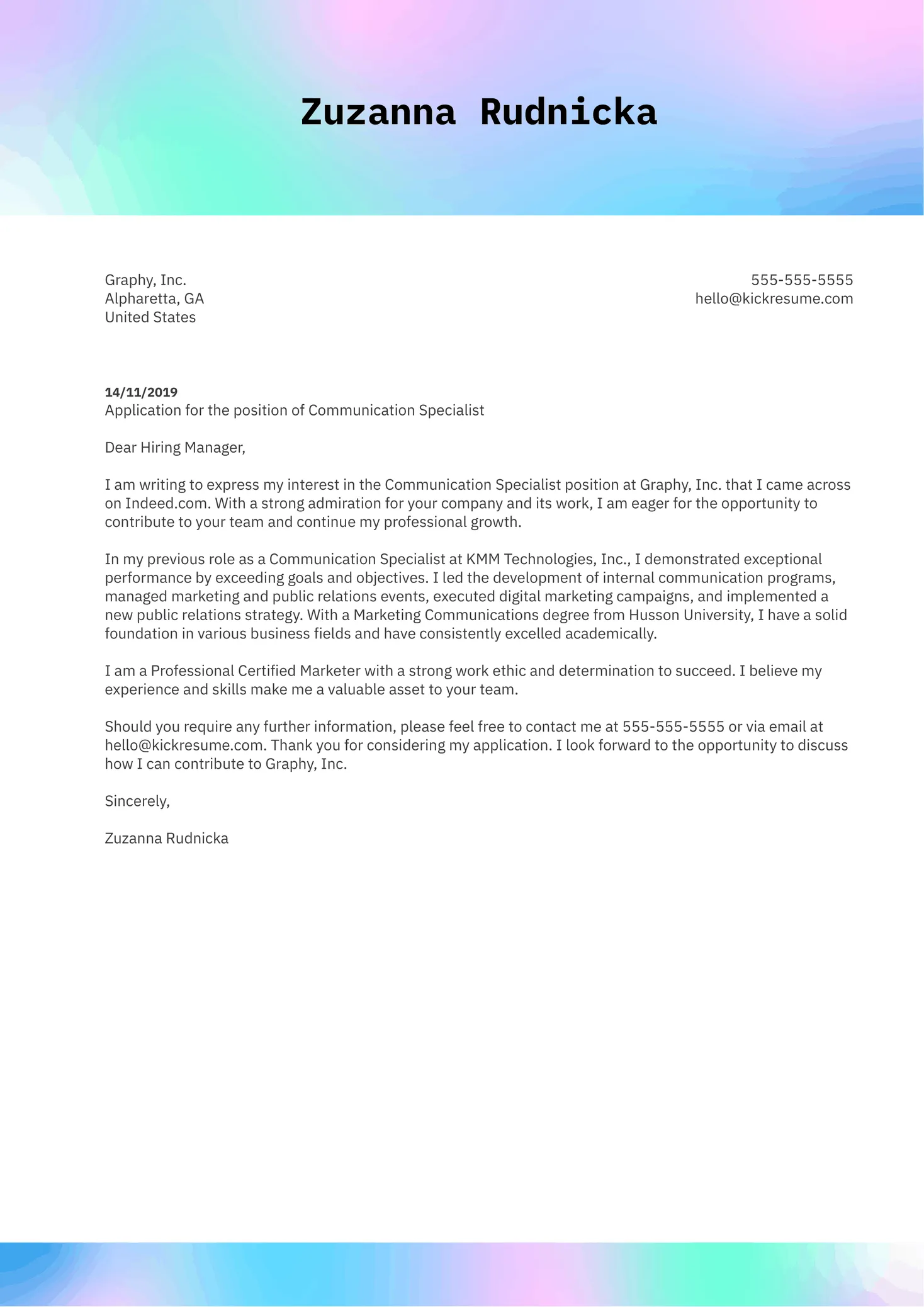 39701 cover letter formatting