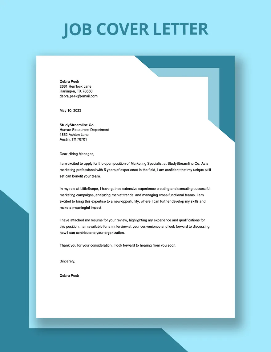 39705 cover letter structure