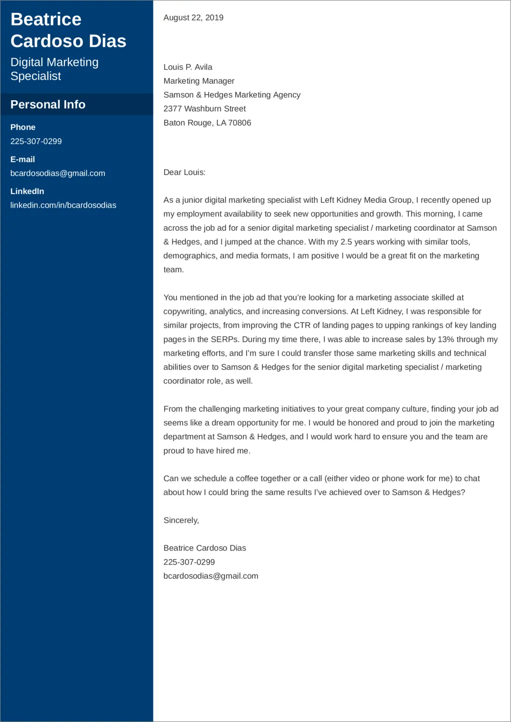 39713 customizing cover letter