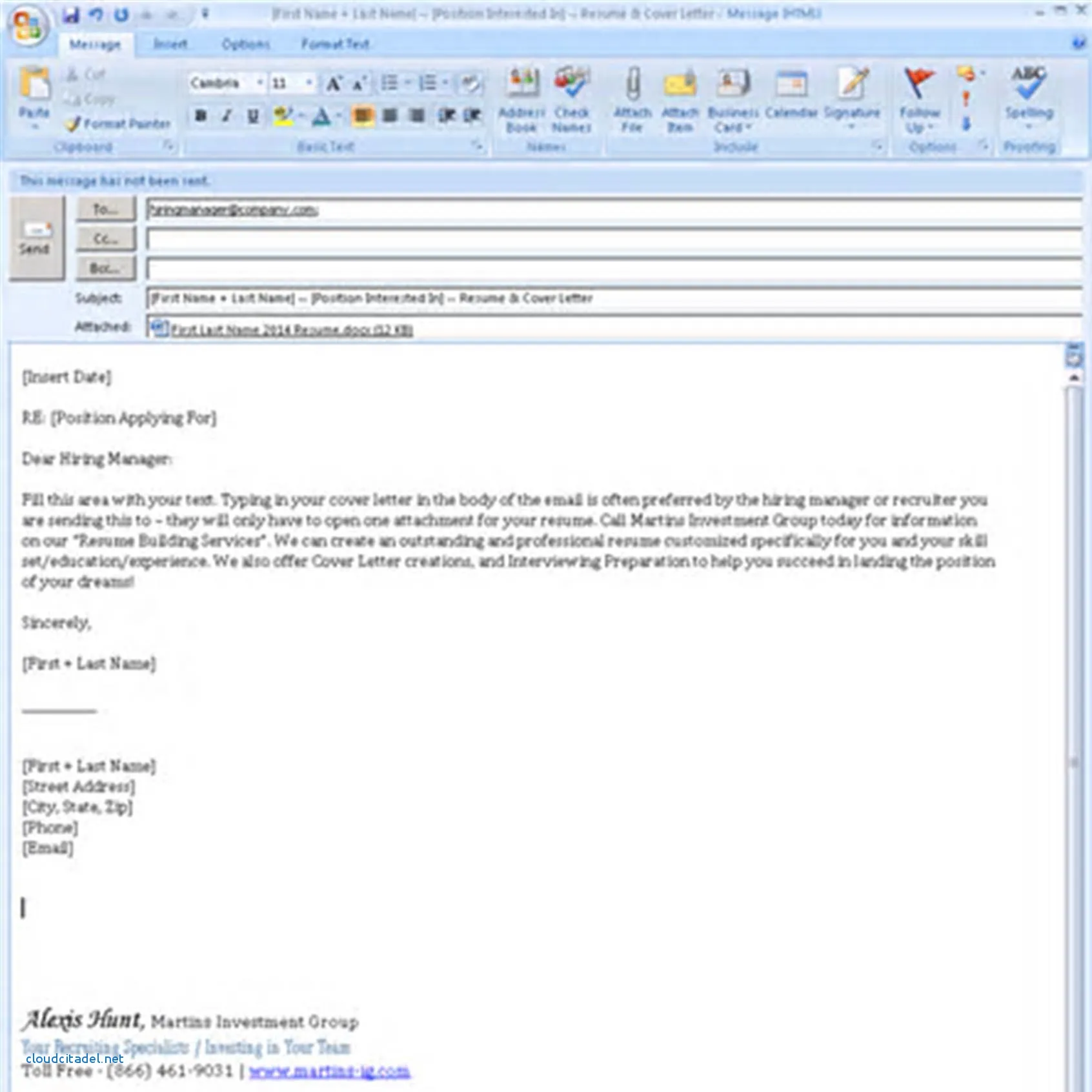 39732 cover letter email attachment