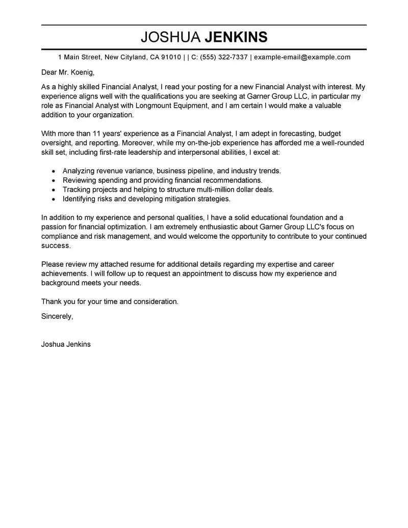 39737 financial analyst cover letter example