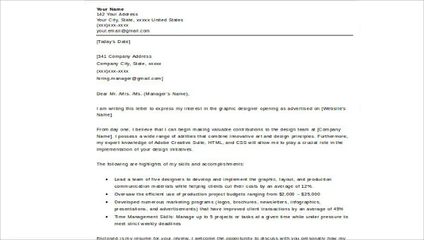 39766 graphic designer cover letter design