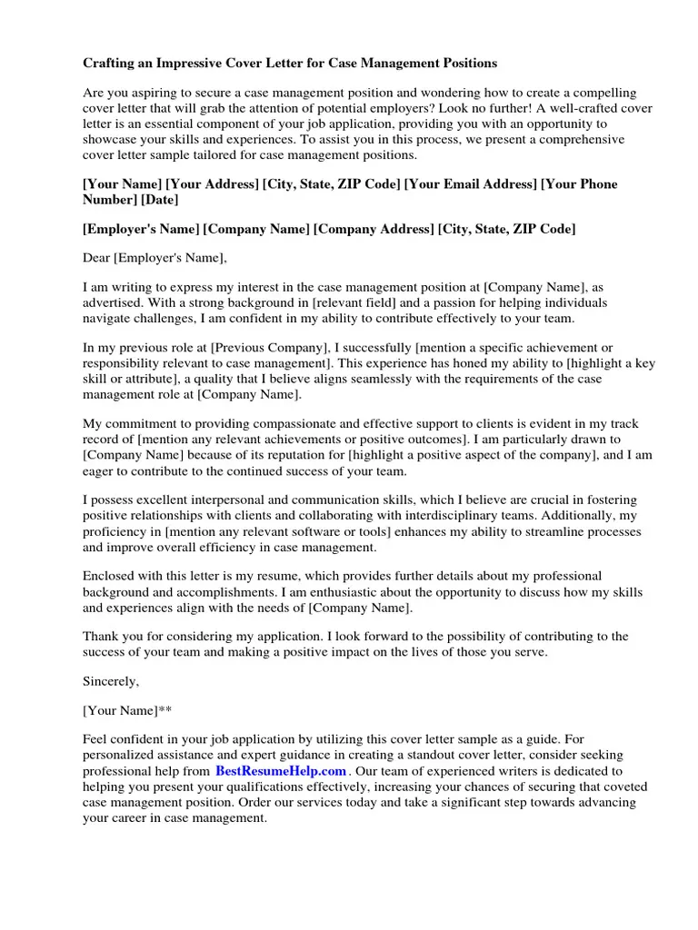 39779 case manager cover letter