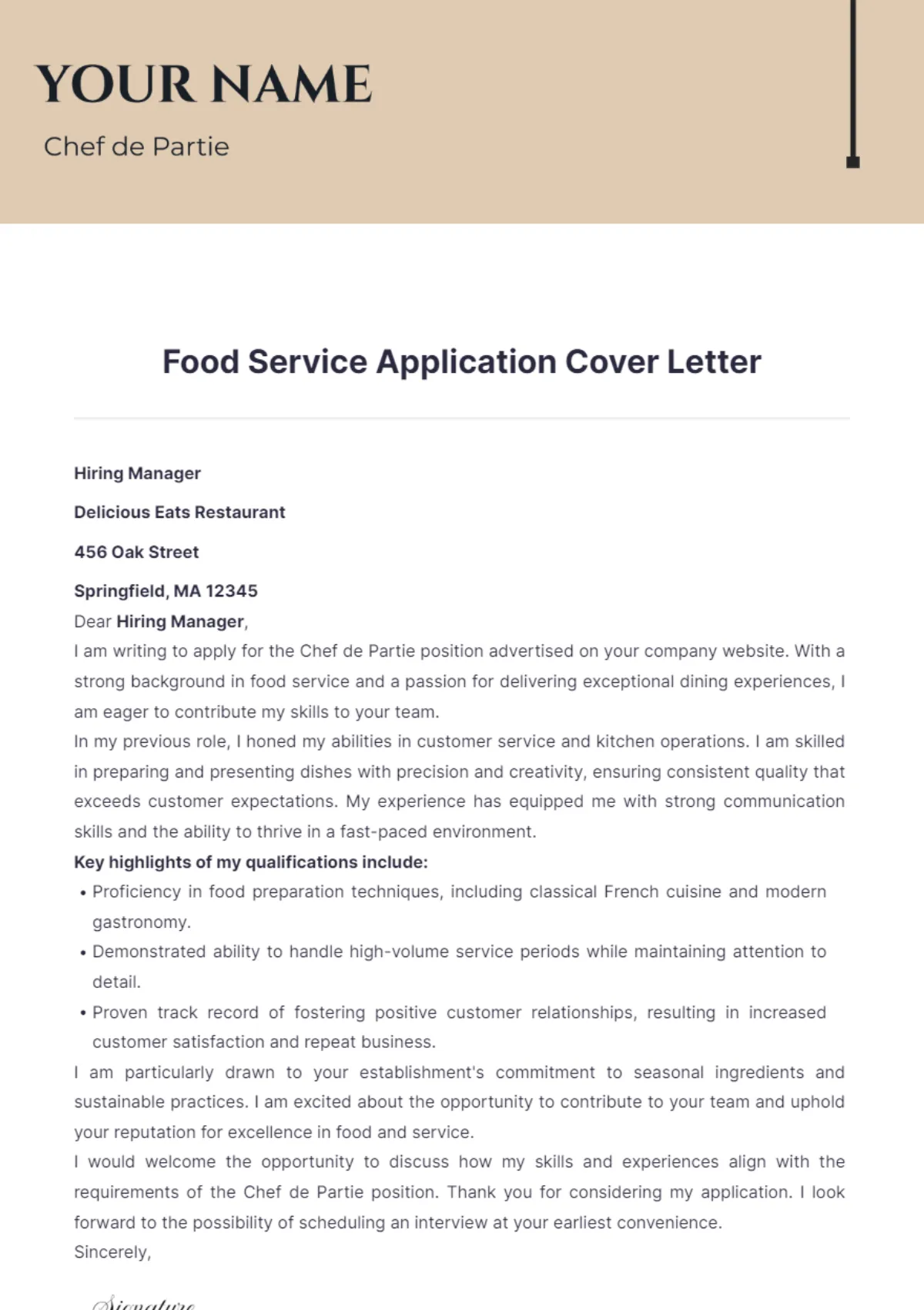 39789 restaurant cover letter