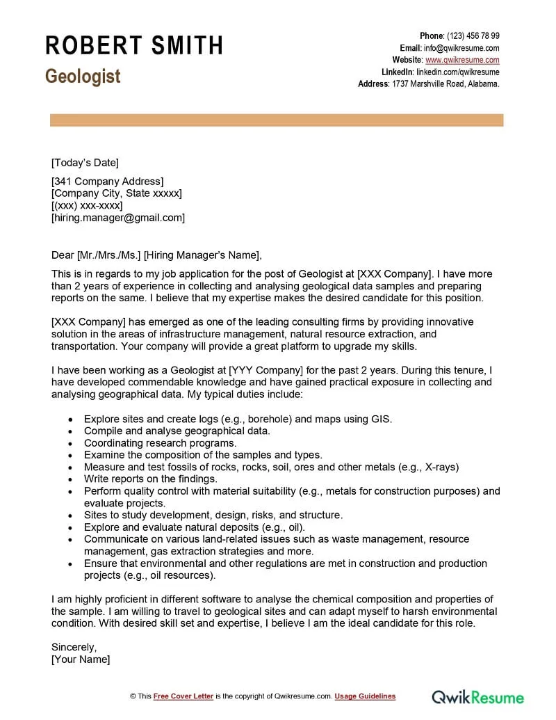 39801 geologist cover letter formatting