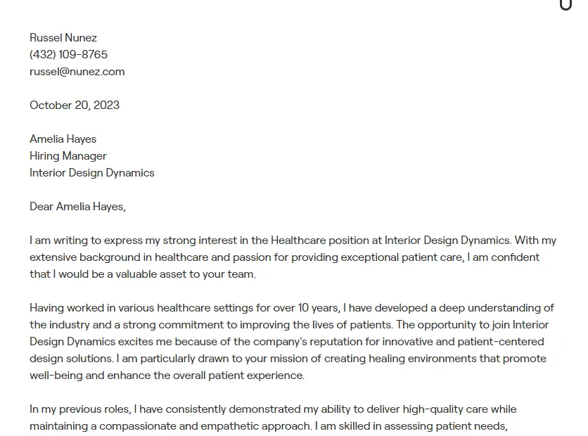 39802 cover letter healthcare management enthusiasm
