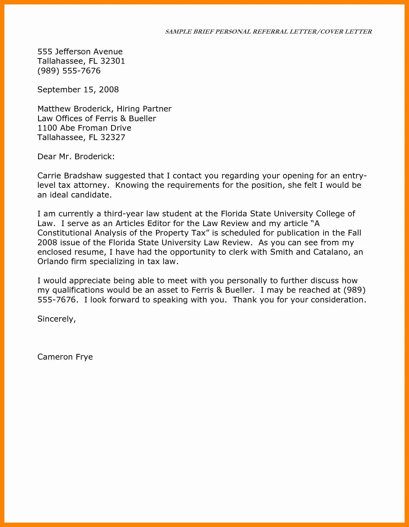 39805 cover letter structure