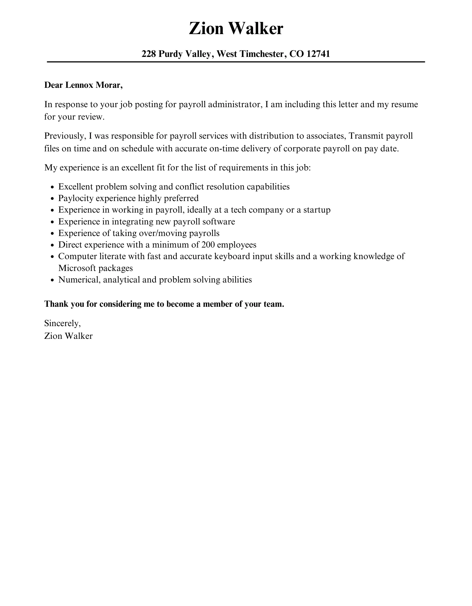 39808 payroll administrator cover letter formatting