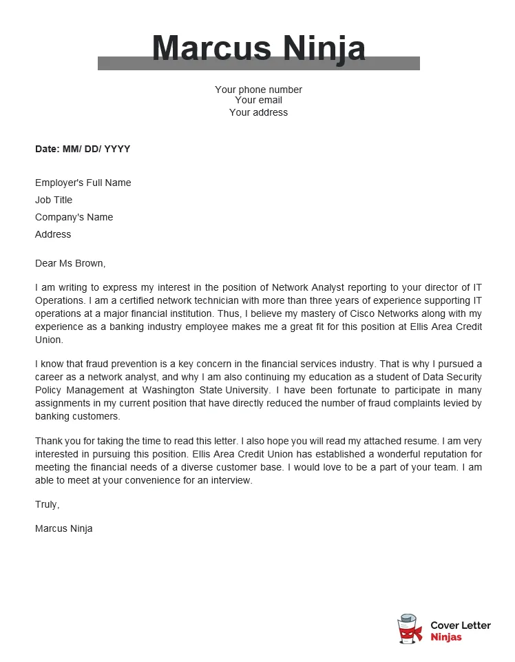 39845 it cover letter header