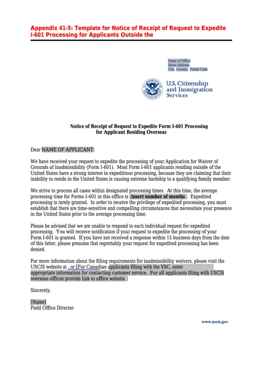 39890 USCIS Cover Letter Elements