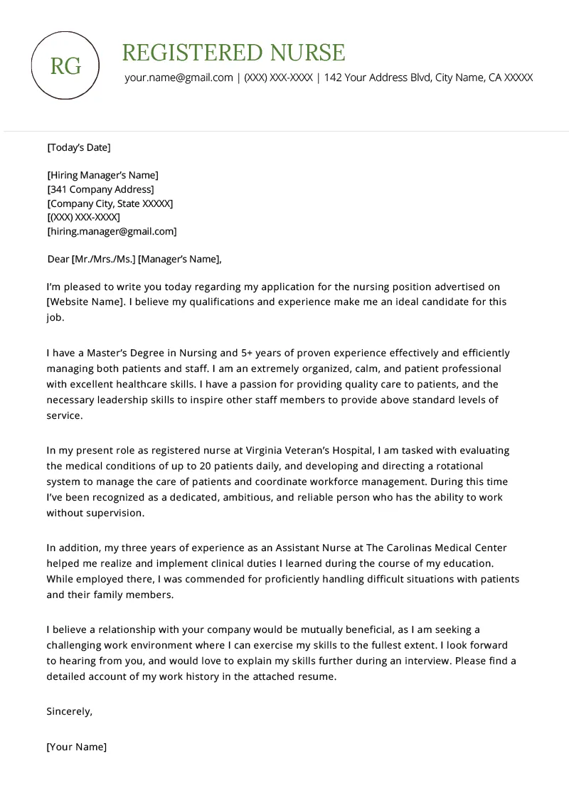 39897 nursing cover letter writing