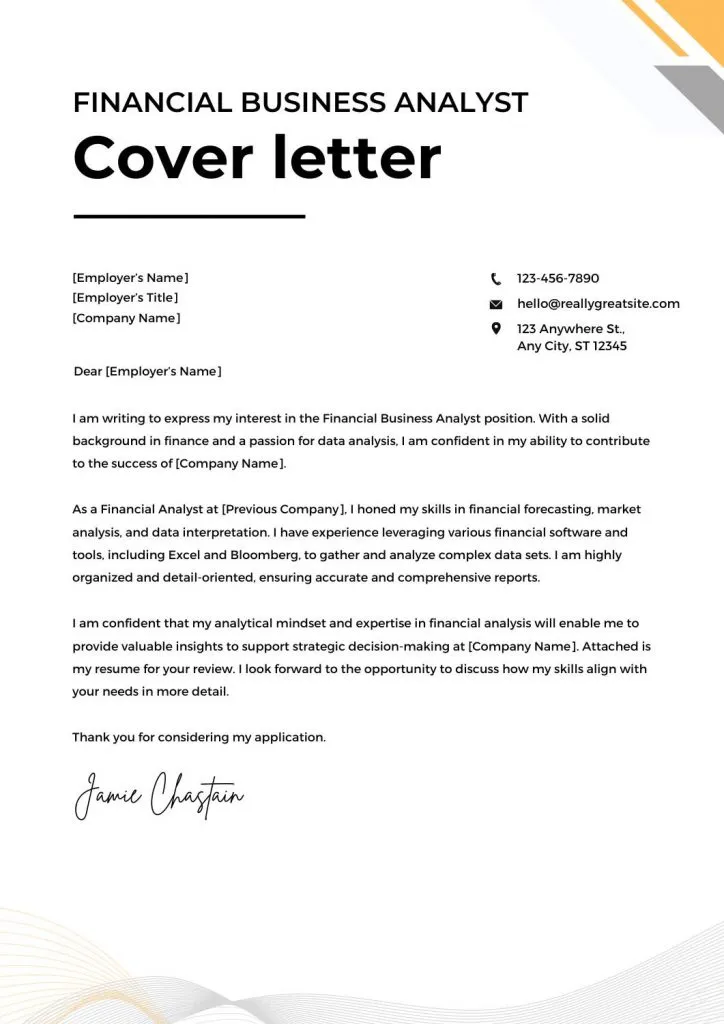 39907 finance cover letter achievements