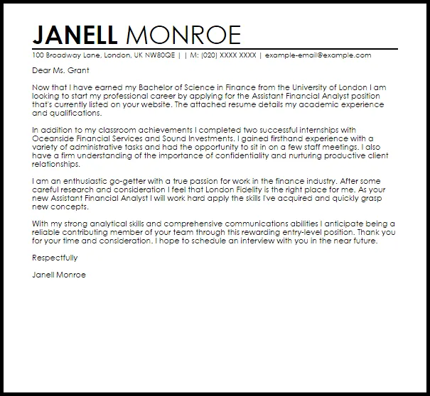 39907 finance cover letter formatting